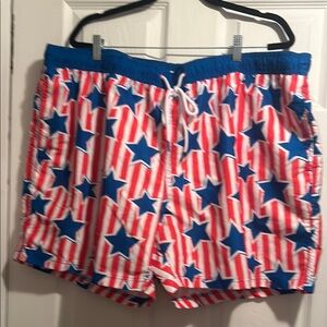 Patriotic Star-Striped Swim Shorts